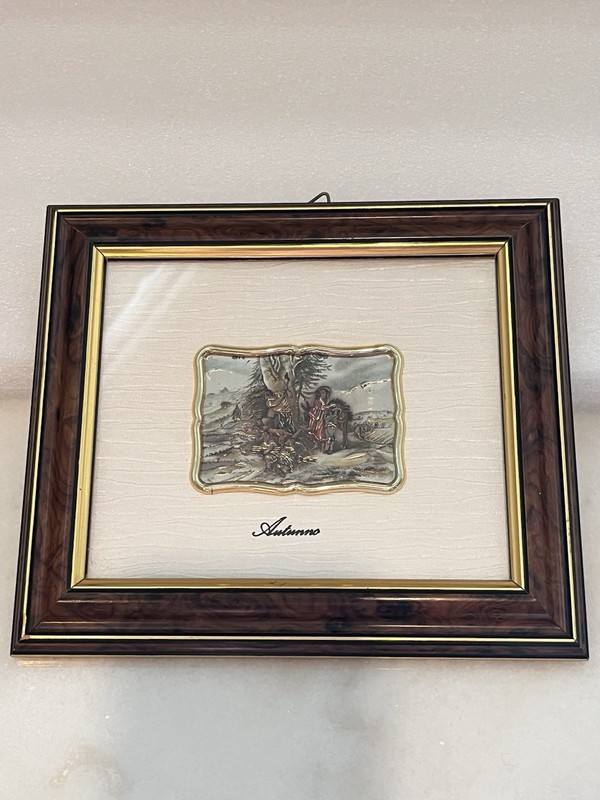 Vintage Creazioni Artistiche Sterling Silver 925 Framed Italy Fall Framed Art