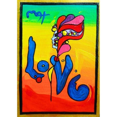 PETER MAX 1970 "LOVE" Original signed Pop Art Acrylic Hand Painting NEW gallery