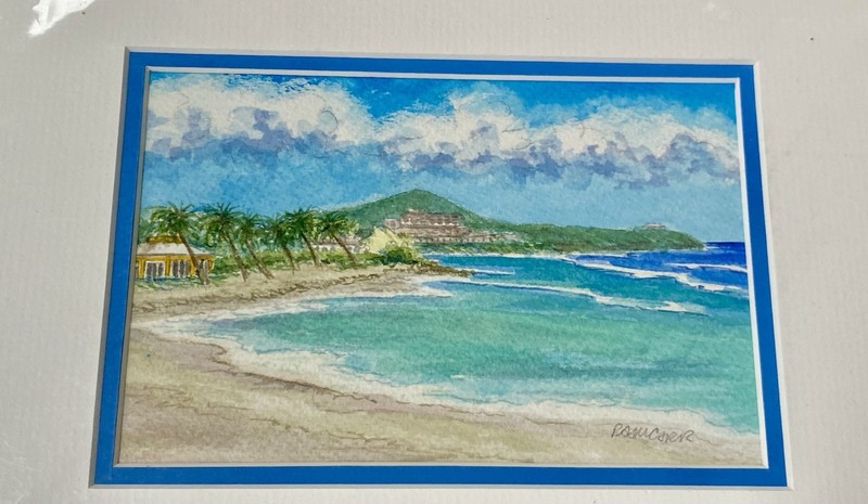Set Of 2 Original Watercolors By Pam Carr Tropical Scenes 6” X 4” gallery