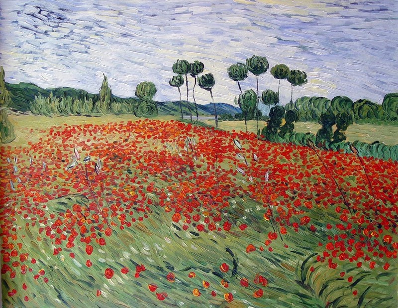 Van Gogh Replica Oil Painting – Field-of-Poppies – size 36″x28″