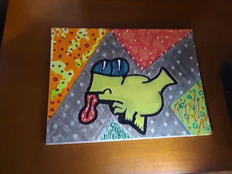 Painting Graffiti Original Lizard Tongue Creature Blue Eyes Dino Low Brow Artist gallery