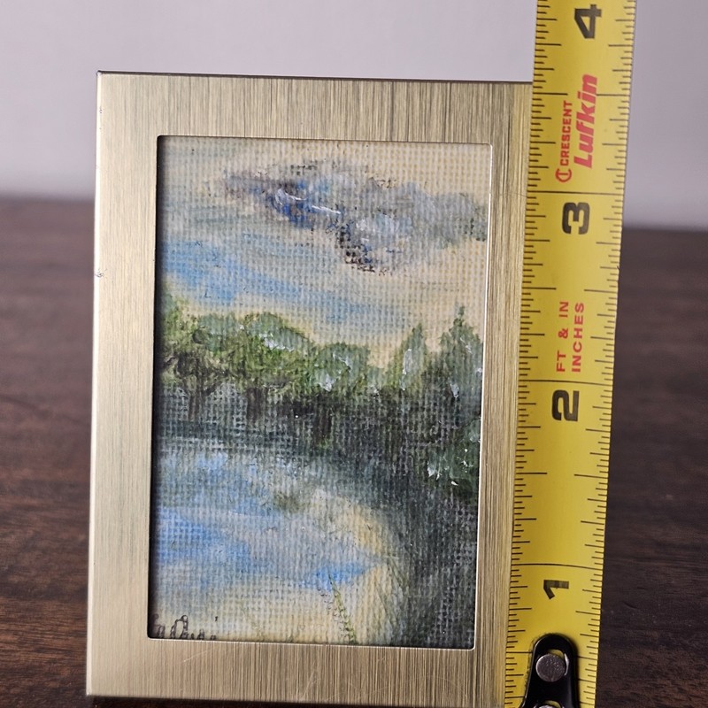 Miniature Framed Landscape Signed Oil Painting 2.5"x3.5" gallery
