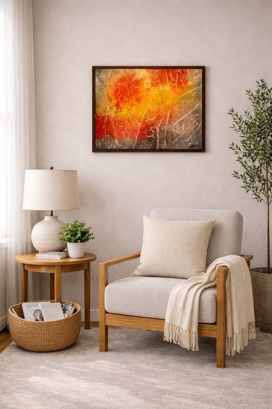 Large Abstract Wall Art 16×20 Original Painting Dark Modern Canvas