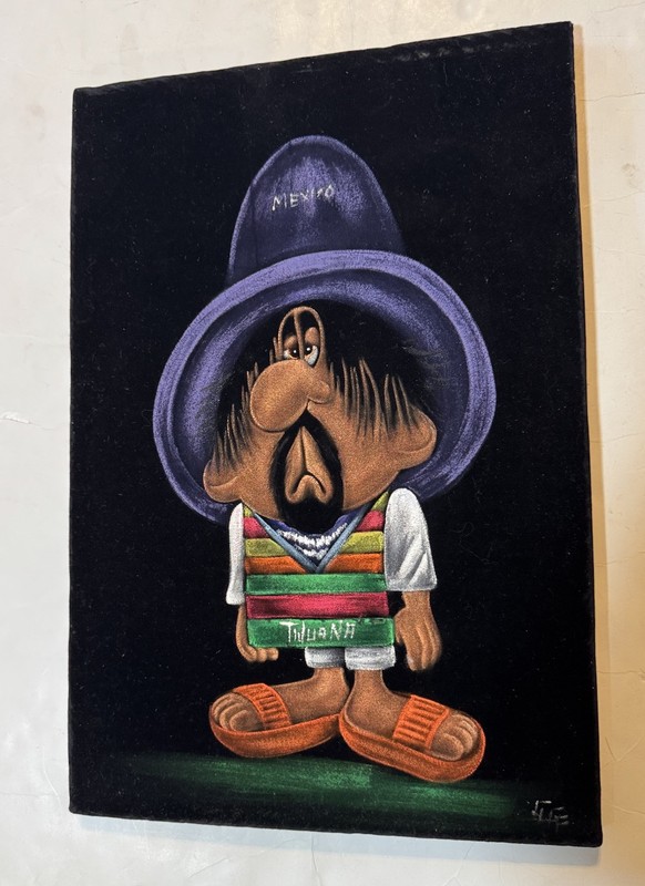 Mexican Abstract Velvet Painting “ The Dude “ 18 X 12 In.!!!