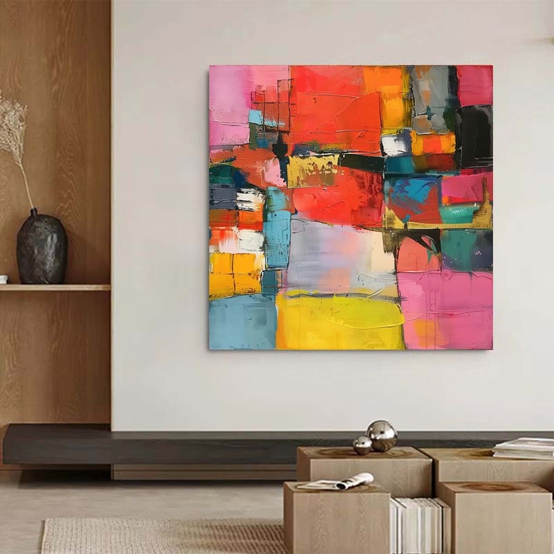 Handmade Oil Painting On Canvas Abstract Yellow Wall Art Home Decor Abstract