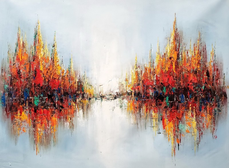 Abstract #3F-eb01, 36×48, 100% Hand Painted Oil Painting on Canvas
