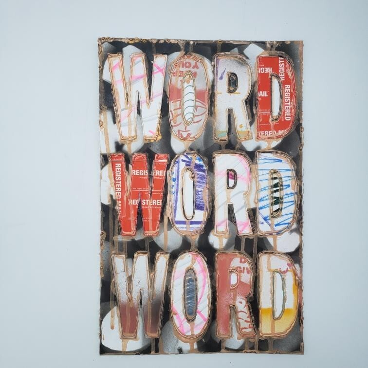 Word Art Original Painting Typography by AZ Text Based Artist Otis Bruhserko