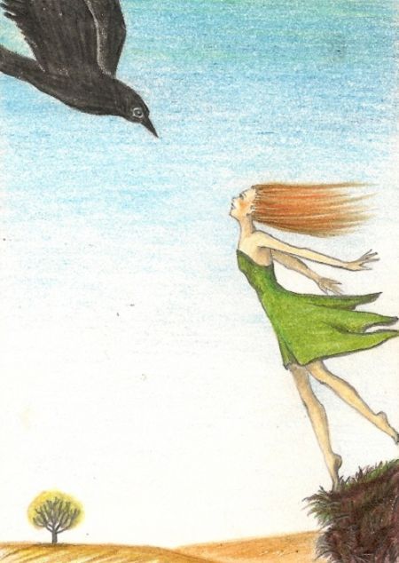 ACEO PRINT OF PAINTING CROW RAVEN RYTA GOTHIC ART FANTASY Halloween Pagan Folk