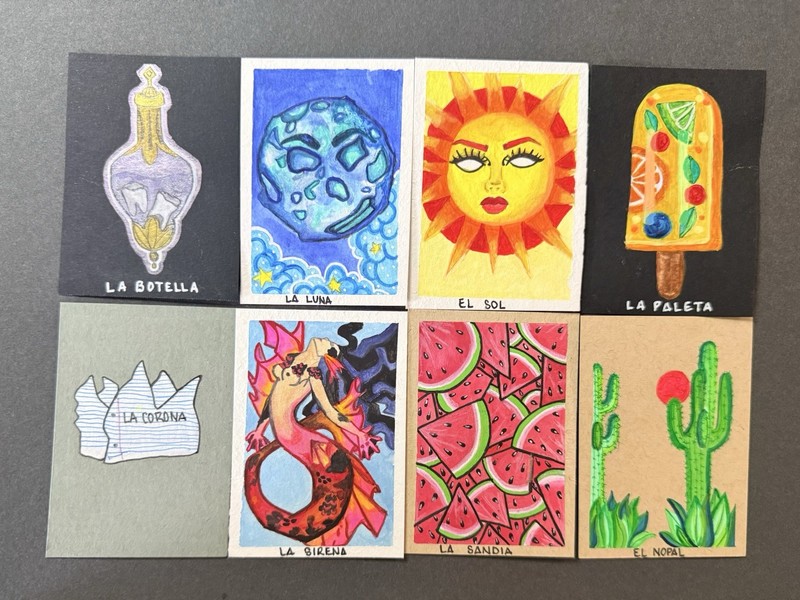 ACEO Original Abstract LOTERIA CARD SERIES by Veronica Lee/ beks_and _lo