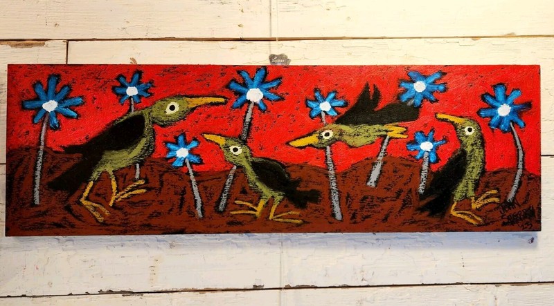 John Sperry Outsider Southern Primitive Bird Folk Art Finches bird Painting gallery