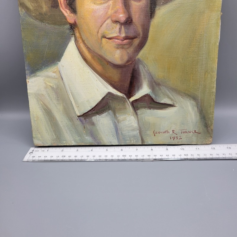 Original Oil Painting By Kenneth R Turner, Texas Man In Cowboy Hat 12"x16" 1982 gallery