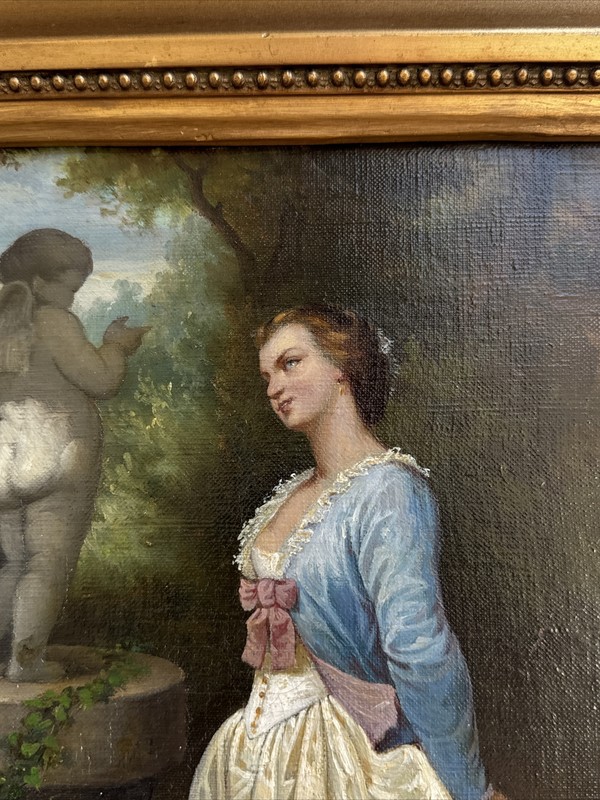MASTERFUL 19TH CENTURY PAINTING PRETTY WOMAN FEMALE MODEL ICONIC STATUE MYSTERY gallery