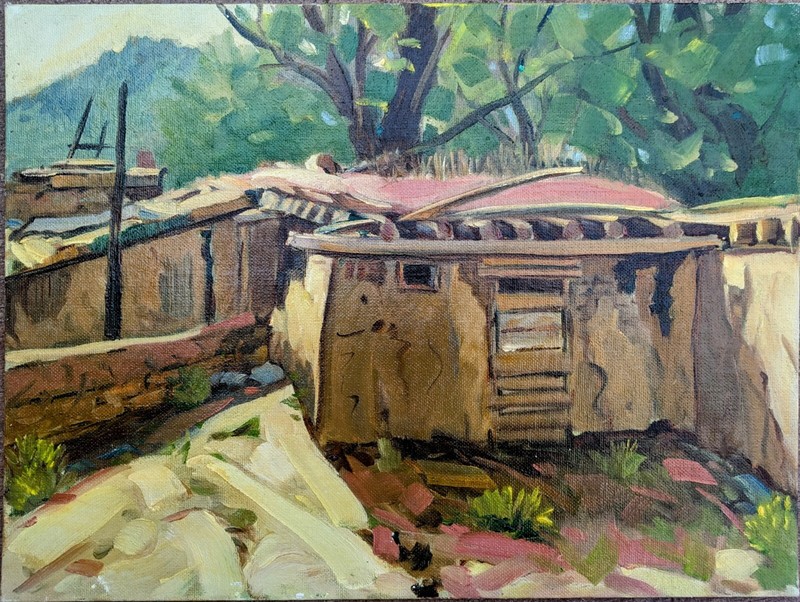 oil painting on canvas by Austin Deuel. Taos New Mexico painted in 2000.
