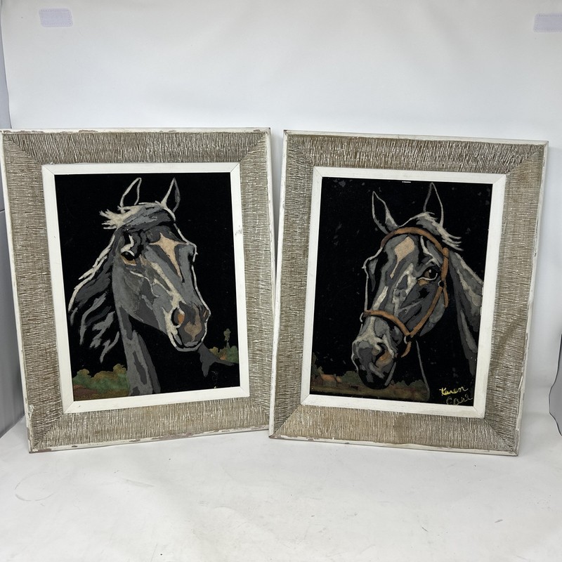 Set Of Mid Century Velvet Horse / Stallion Painting 16x 12.5 Paint By Numbers gallery