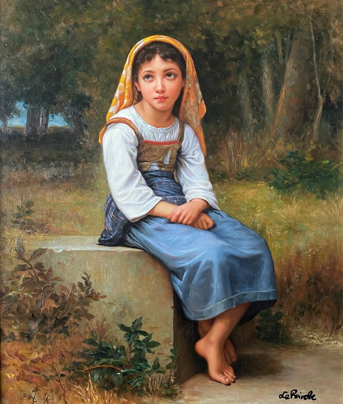 A beautiful young girl in nature - amazing portrait - ornate gold frame gallery