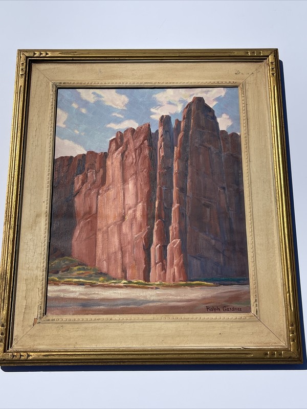 ANTIQUE LANDSCAPE PAINTING AMERICAN PLEIN AIR CANYON DE CHELLY DESERT GARDNER