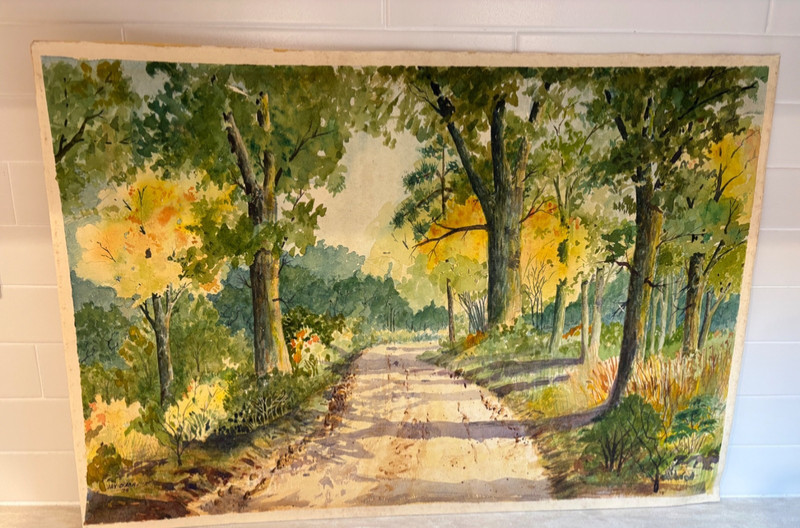 Jay D’Abadie Watercolor Painting – Scenic Forest Path Landscape Original 15×22