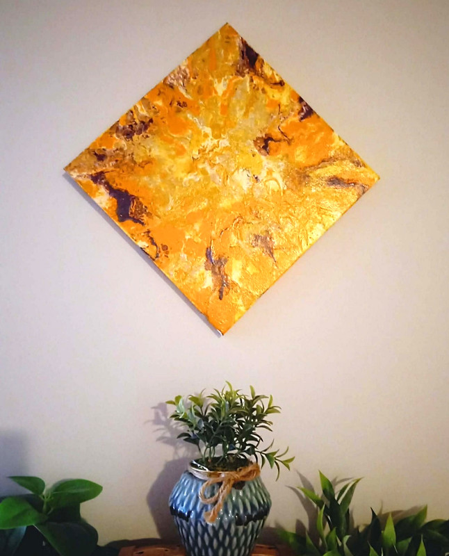 10×10 Original Acrylic Pour Painting Abstract Art signed canvas