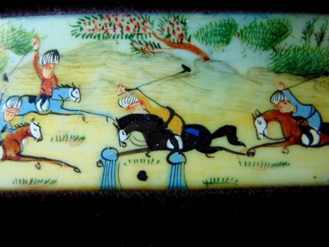 Persian Hand Painted Suratgari Bone Marquetry Khatam Framed Horses FOLK ART gallery