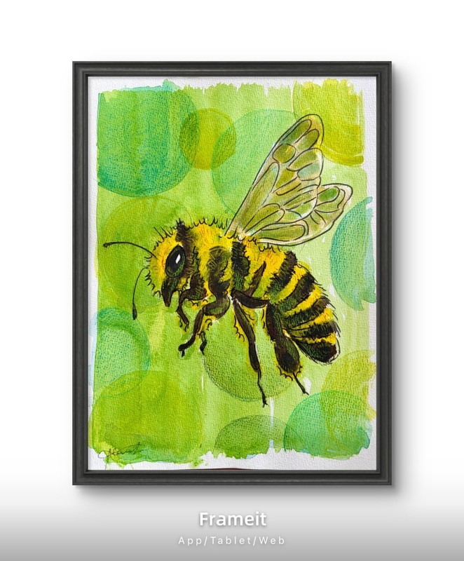 Original Busy Bee Painting By Alannah Dyer- Acrylic 9x12 in Beautiful Insects
