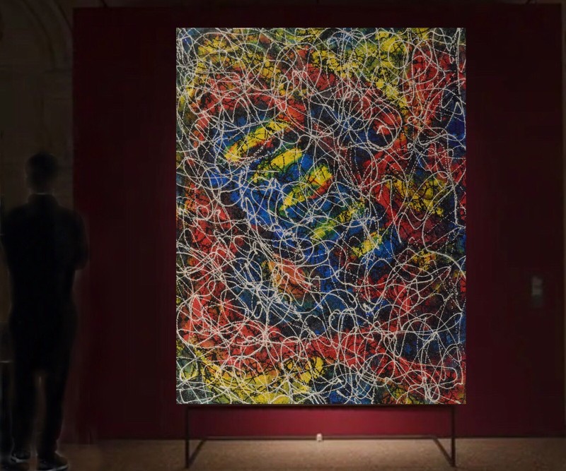 Jackson Pollock, style Profession￼al Painting 81” X 62”(6ft 9in)Abstract Modern gallery