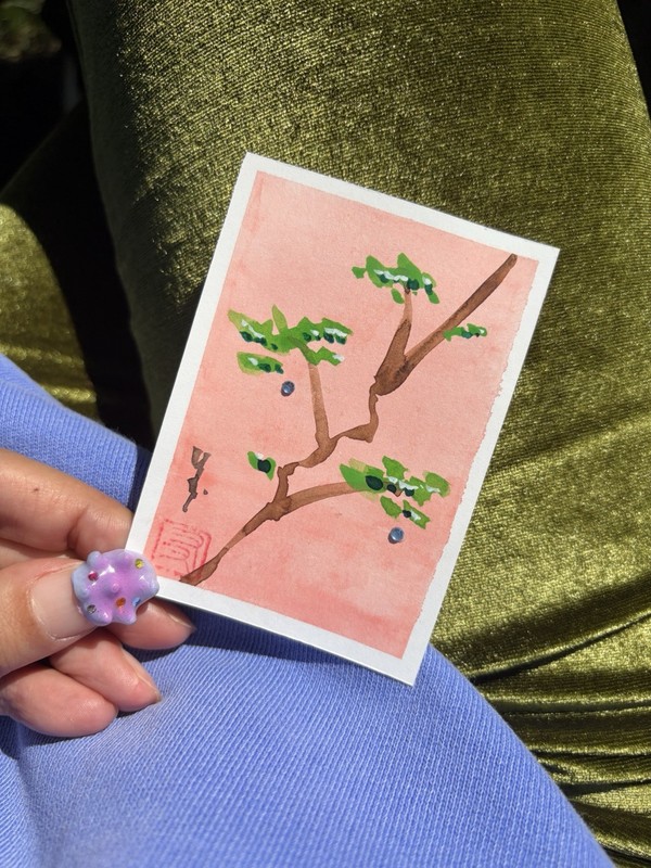 aceo original painting “Japanese Sumi-e Flowers” 1/8 by Sasu-san gallery