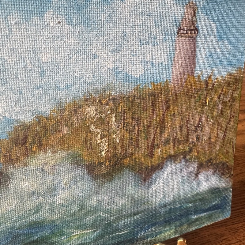 Original Signed Lighthouse Seascape Miniature Painting | Coastal Cottagecore Art gallery