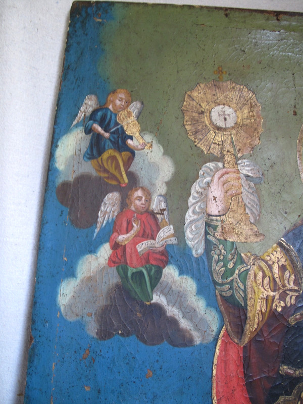 Antique 18th c. Spanish Colonial "Santa Barbara" Oil Painting 27 "X 38" Mexican gallery