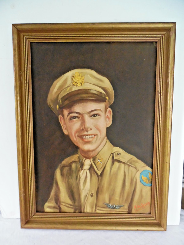 1940’s Artist Signed Vintage Oil Painting WWII Portrait US Military Airforce