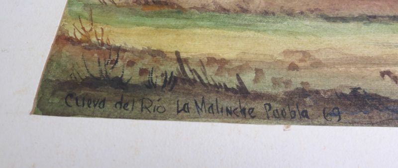 ROBERTO CUEVA DEL RIO WATER COLOR PAINTING OF VOLCANO LA MALINCHE PUEBLA MEXICO gallery