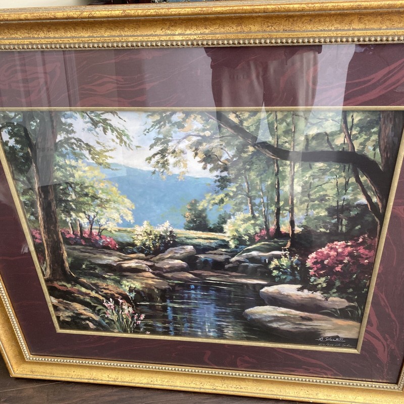 B SIKES ARTIST GARDEN LITHOGRAPH GOLD WOOD FRAME MATTED HAND SIGNED #450 gallery