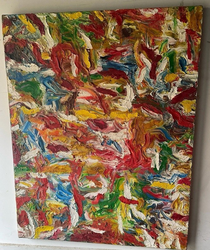 Original Oil Painting Heavy Textured 28×22” Unsigned Barbara J Koivisto SoHo NYC