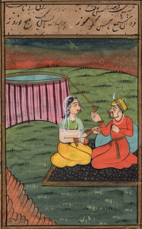 Mughal Miniature Ethnic Painting Handmade Indian Moghul Harem Watercolor Art