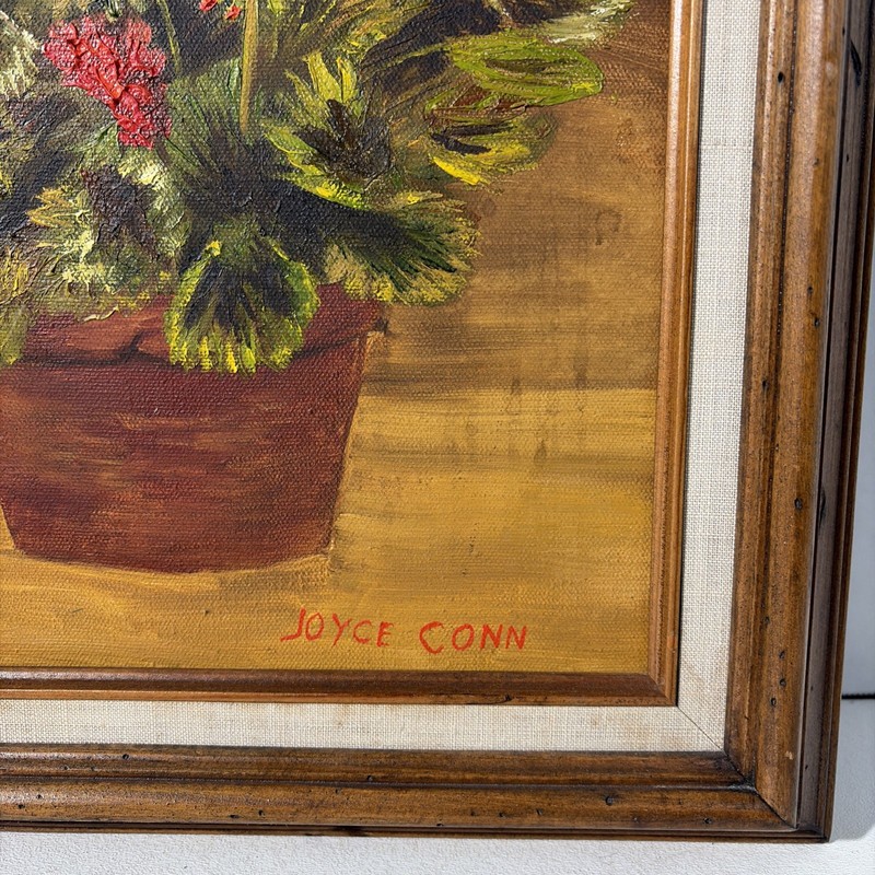Vintage Still Life Red Geraniums Flowers Plant Art Painting Floral Wall Hanging gallery
