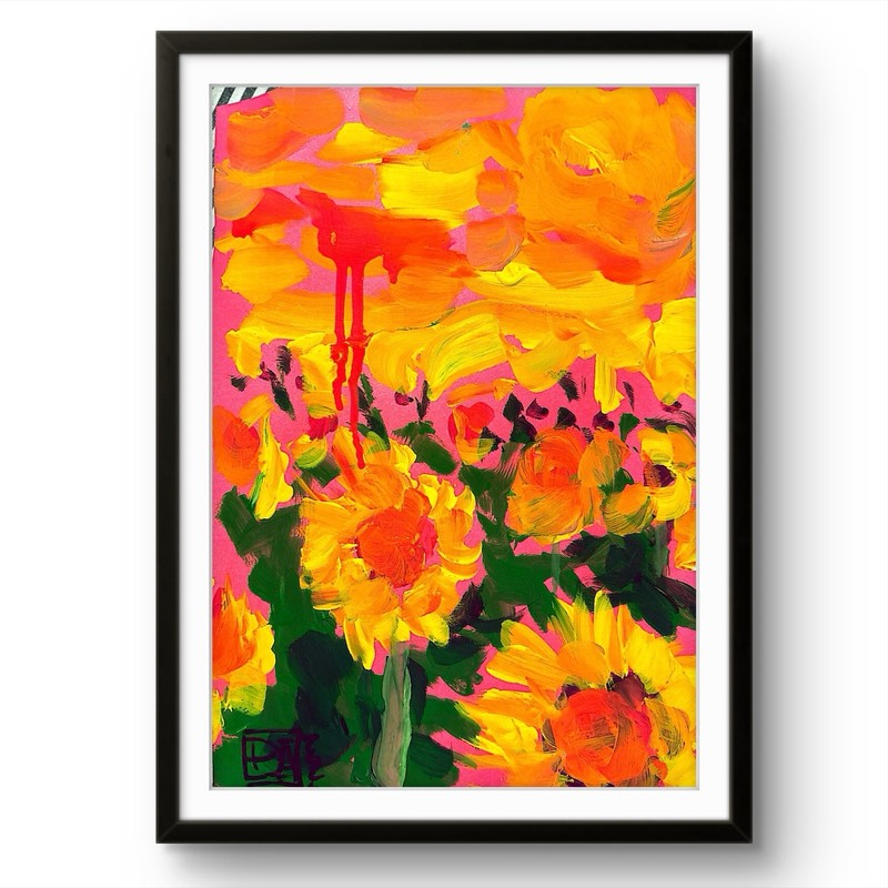 PORTIA Original Field Sunflower 29x21cm A4 Gouache On Paper Painting Tasmania