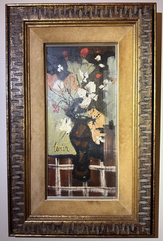 SIGNED CHARLES LEVIER OIL PAINTING. 6 3/4″x 14 3/4″ His own fingerprints within!