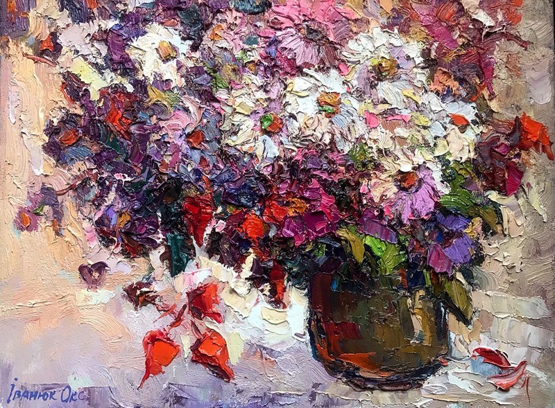 Oil Painting Daisies Kalenyuk O. Unframed Original Home Decor Art nKalen1013