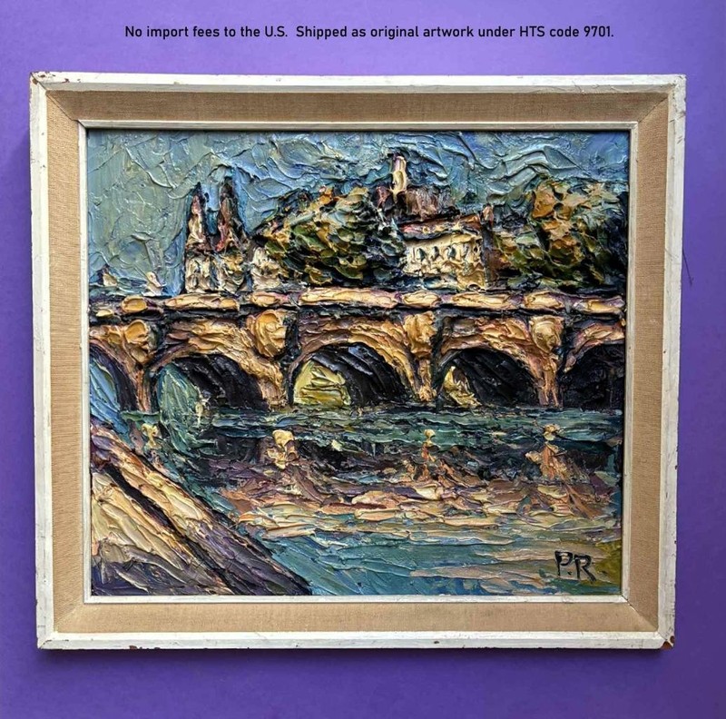 Preben Rasmussen (1919). The Pont Neuf in Paris. Bold Impasto. 1950s. COA.