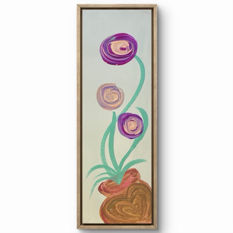 BLESSED#0519 Flower Pot Friends 4×12 Original Art Modern Minimal Abstract