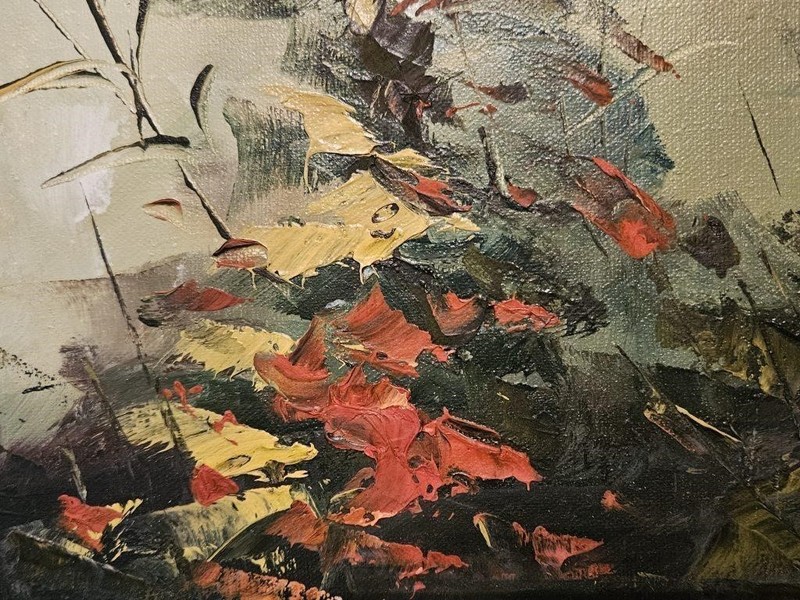 "Wildflowers" on Canvas In Gold Frame, Hans Scolby, Danish artist, 28" x 24" gallery