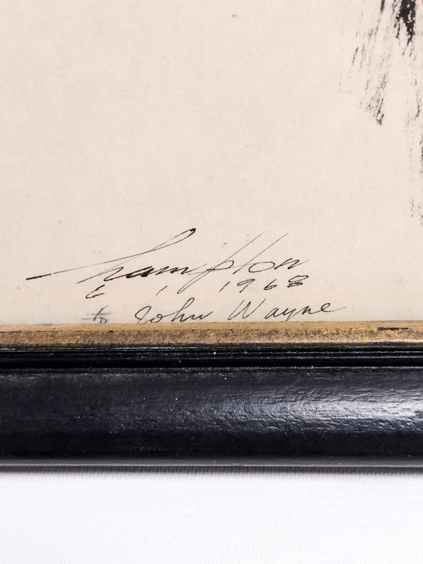 Georg Hampton Watercolor Painting, Signed and Dated 1968, To John Wayne gallery