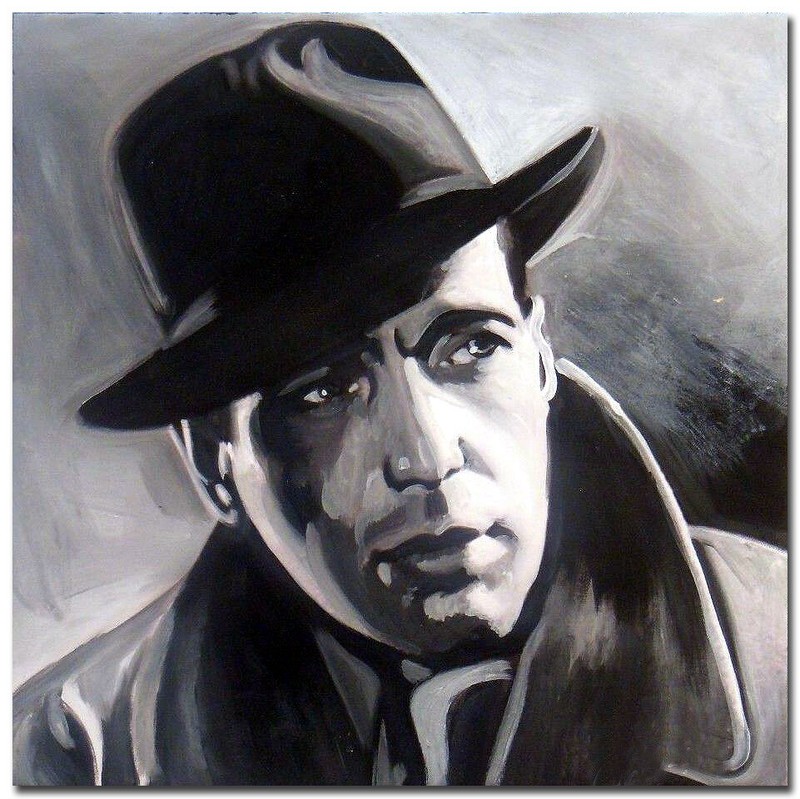 100% Hand Painted Oil Painting on Canvas Art – Humphrey Bogart – Casablanca 1942