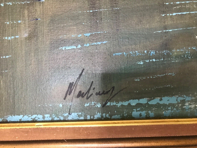 Original Turner MCM Venice Vintage Abstract- MARTINEZ Framed Art Oil on Canvas. gallery