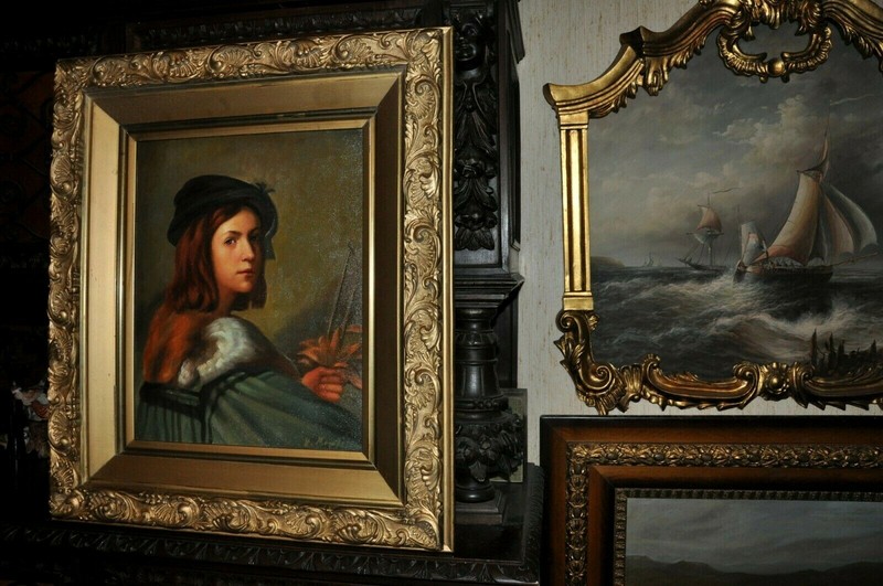 outstanding old Allegorical Portrait by Artist Moretti very fine Art
