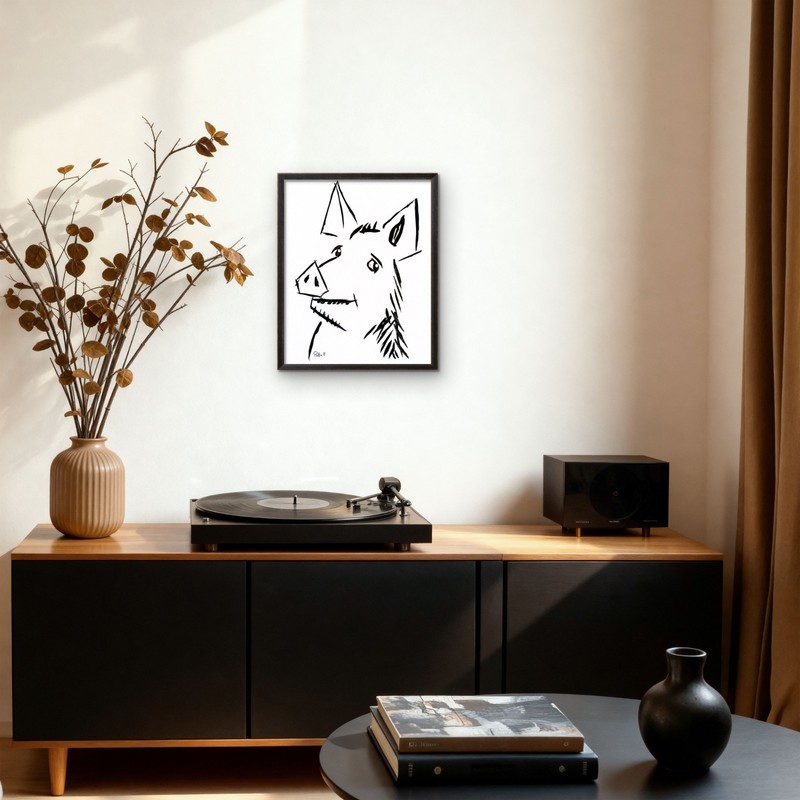 Hamlet Original Acrylic Ink 11x14 Pig Portrait Wall Art Signed Farm Animal Gift gallery