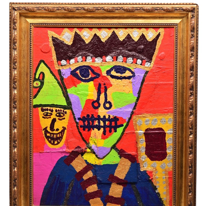 JEAN MICHEL BASQUIAT & ERO Original Vintage Signed 1986 King Midas Oil Painting gallery