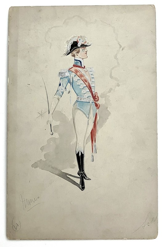 Edwardian English Theatre Costume Design Soldier Langton Gallery Label
