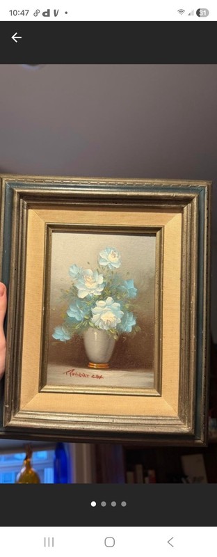 Robert Cox Signed Framed Still Life Floral Vase Painting Wall Art Small