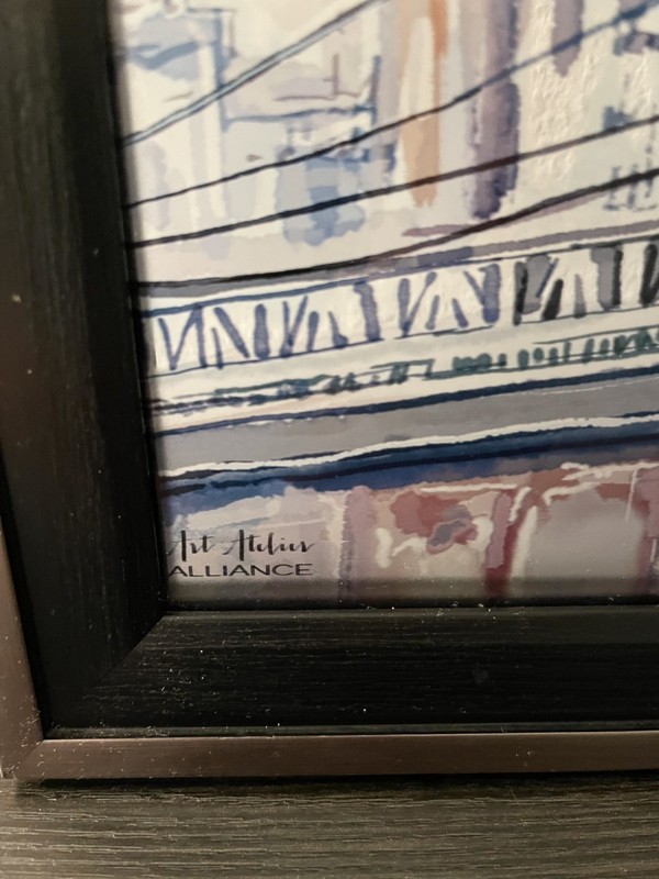 Architecture Art "Manhattan Bridge"  Water Color on Glass Art Atilius Alliance  gallery
