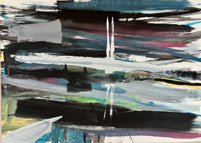 «Manhattan Shadows & Lights» | Watercolour | Franz Ruffing 1962 | 54×76 cm
